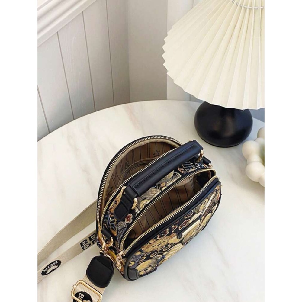 beibaobao 休閒圓形斜挎包，卡通小熊圖案-細節圖5