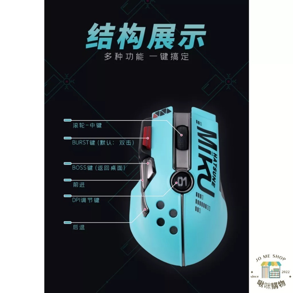 現貨 禮物 🖱️官方授權 正品🖱️ Hatsune Miku 初音未來 無線滑鼠 掌控音律 雙模鼠標 專屬驅動 鼠標-細節圖7