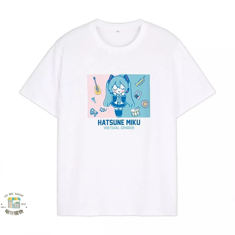 👘官方授權 正品 Hatsune Miku 2022年 夏季 初音未來 新款T恤 溜肩  絲網 印花 白色 短袖上衣-細節圖9