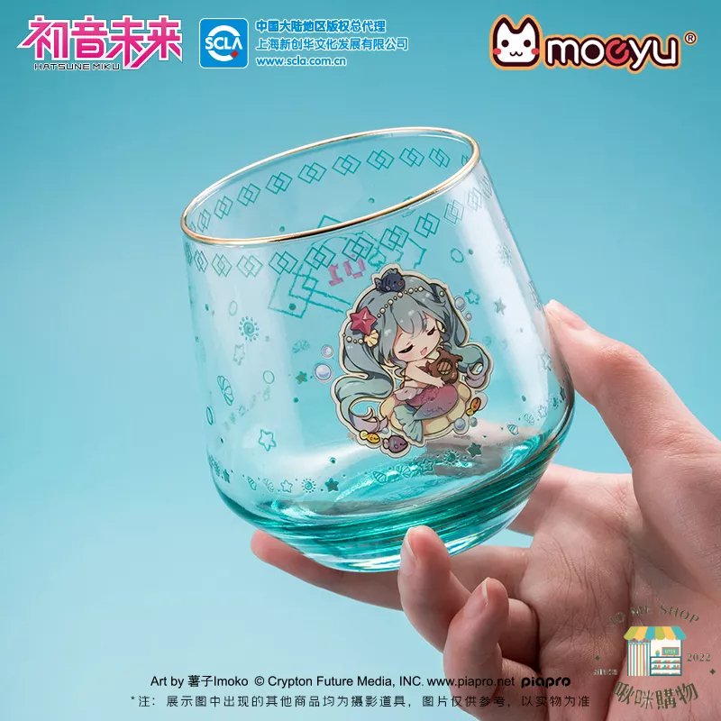 現貨👘官方授權 正品 Hatsune Miku  初音未來 奇幻童話 美人魚 玻璃杯  亞克力杯墊 水杯 🏖🍹 果汁杯-細節圖2