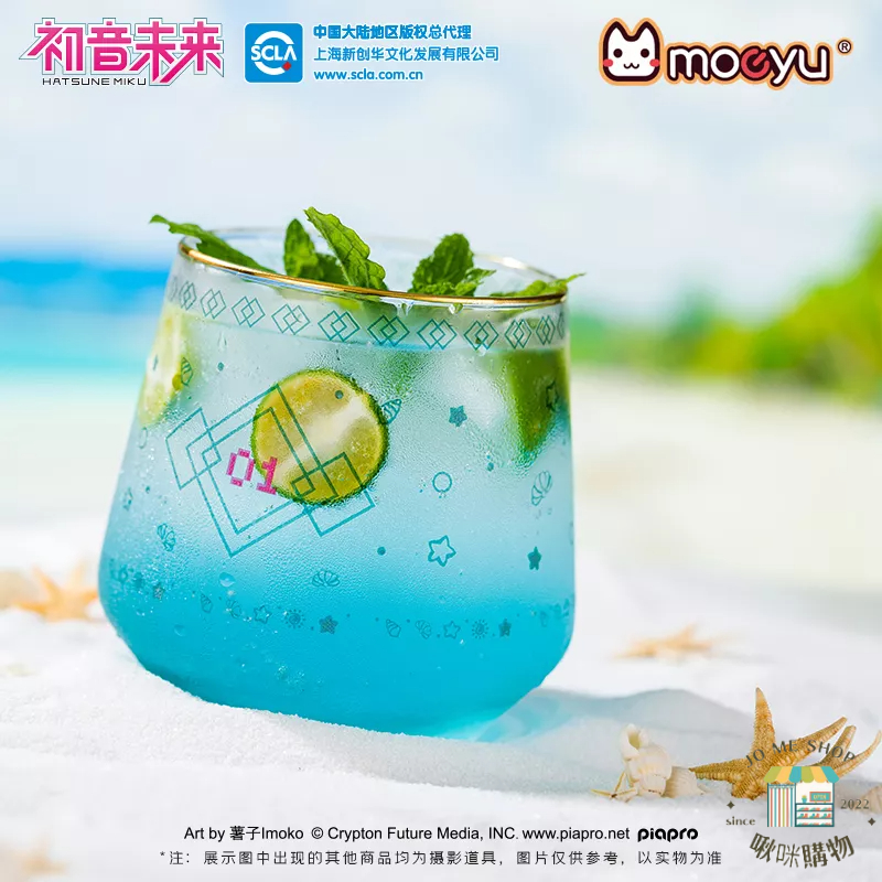 現貨👘官方授權 正品 Hatsune Miku  初音未來 奇幻童話 美人魚 玻璃杯  亞克力杯墊 水杯 🏖🍹 果汁杯-細節圖4