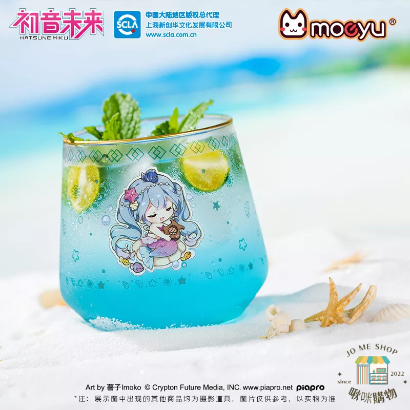 現貨👘官方授權 正品 Hatsune Miku  初音未來 奇幻童話 美人魚 玻璃杯  亞克力杯墊 水杯 🏖🍹 果汁杯-細節圖5