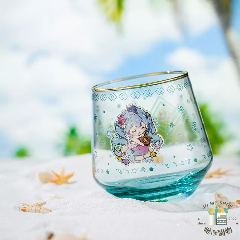 現貨👘官方授權 正品 Hatsune Miku  初音未來 奇幻童話 美人魚 玻璃杯  亞克力杯墊 水杯 🏖🍹 果汁杯-細節圖6