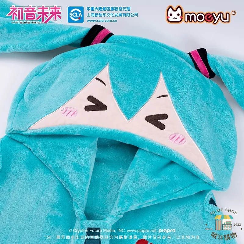 現貨 禮物👘官方授權 正品 Hatsune Miku  初音未來 連帽空調毯 miku 小抱枕 毛毯 法萊絨 披肩-細節圖2