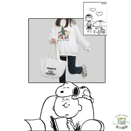 現貨🐾官方✨️ 正品 ✨️ Snoopy 史努比 卡通大容量 休閒帆布袋 包包 女 ins 百搭 單肩包-細節圖9