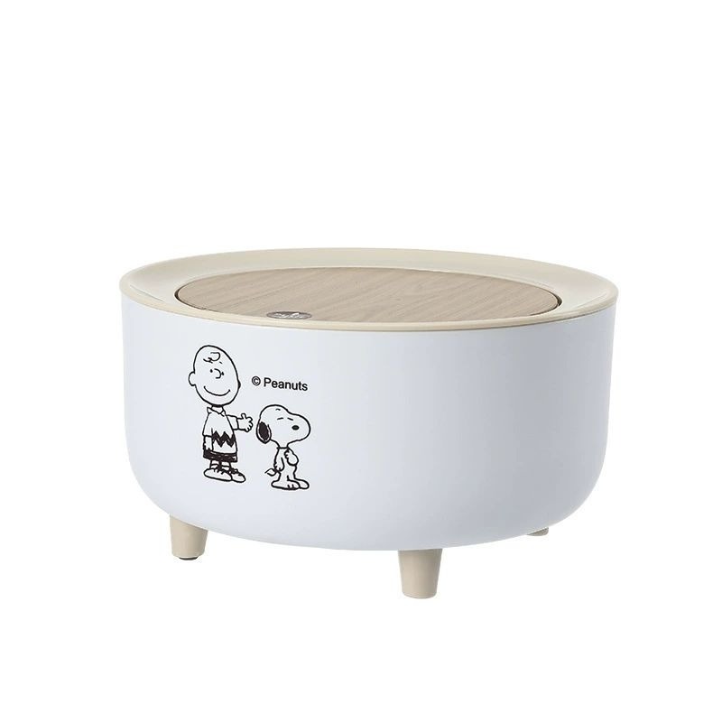 現貨 禮物 🐾官方正版 史努比 Snoopy 垃圾桶 彈蓋 日式原木風 家用 客廳 宿舍 高腳 落地 按壓 一鍵彈蓋-規格圖9