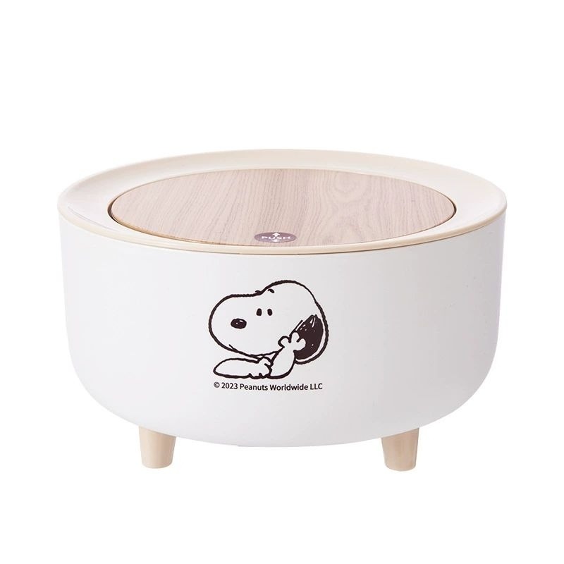 現貨 禮物 🐾官方正版 史努比 Snoopy 垃圾桶 彈蓋 日式原木風 家用 客廳 宿舍 高腳 落地 按壓 一鍵彈蓋-規格圖9