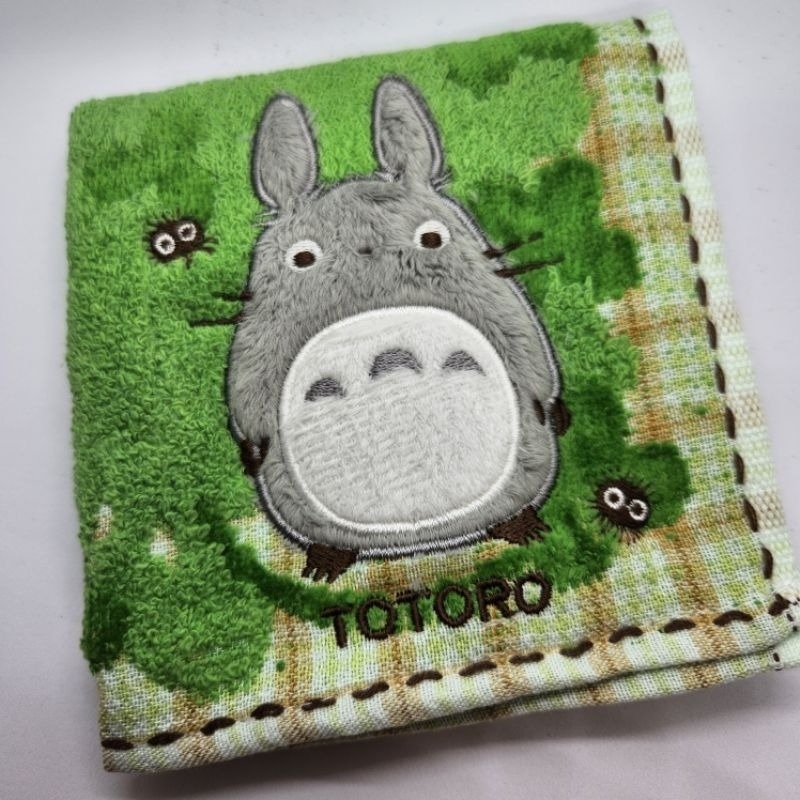 現貨 🎏 日本 龍貓 🇯🇵 TOTORO 刺繡 全棉 手帕 小方巾 毛巾 25x25 毛巾 禮物-細節圖2