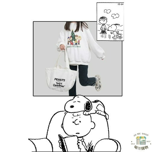 現貨當天出🐾官方✨️正品✨️Snoopy 史努比 卡通大容量 帆布袋 包包 女 ins 單肩包-細節圖8