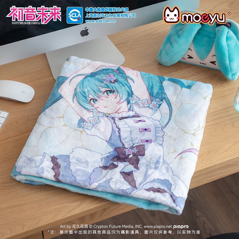 現貨 禮物 👘官方授權 正品 初音未來 初音  Hatsune Miku 39花之語 應援 法蘭絨空調毯 毯子-細節圖2