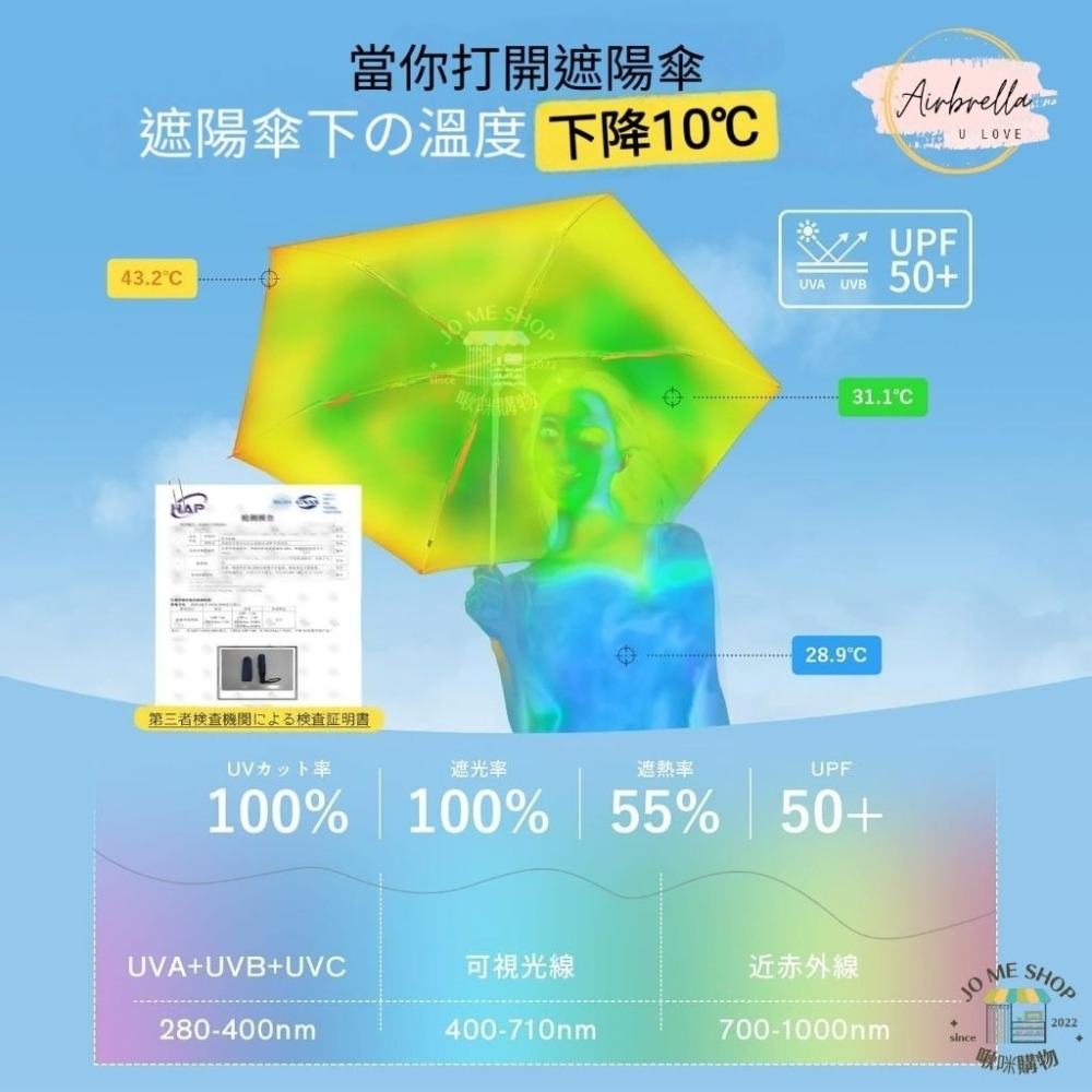 Airbrella 羽之戀 日本【3秒收傘】超輕 258g 瞬收 自動傘 記憶傘 瞬收傘 陽傘 黑膠 防曬 秒收傘 輕量-細節圖7