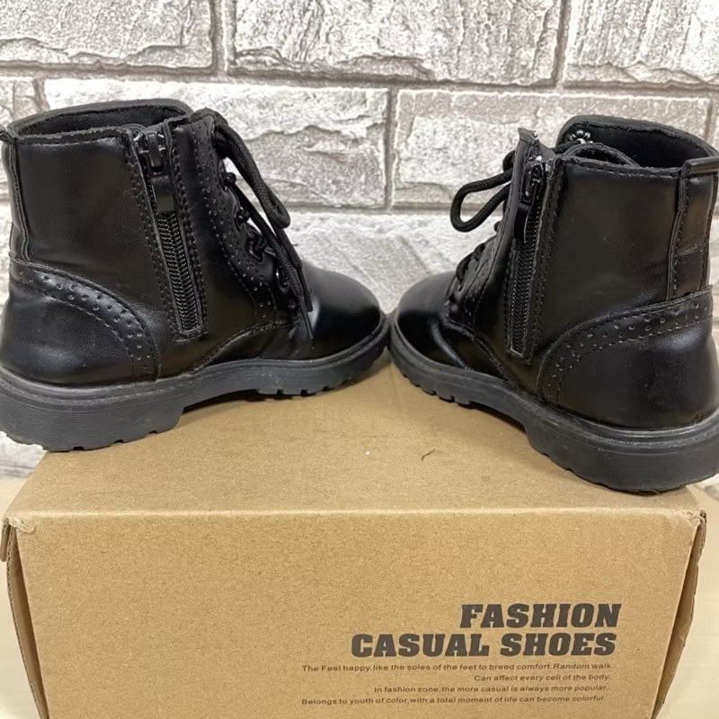 九成新 綁帶馬丁鞋 拉鍊 28碼 兒童馬靴 兒童短筒靴 馬丁靴 男女童 皮鞋-細節圖2