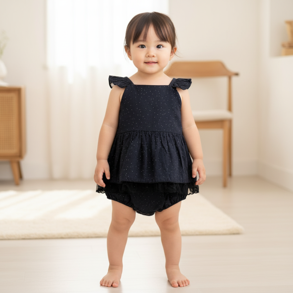 蕾絲點點吊帶包屁裙-細節圖3