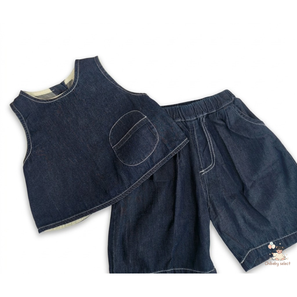 牛仔背心寬褲套裝-細節圖2