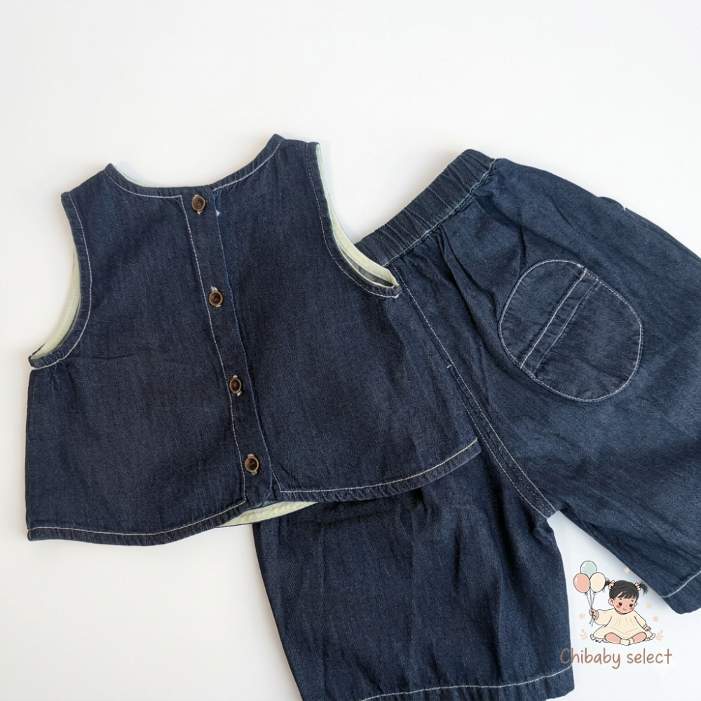 牛仔背心寬褲套裝-細節圖3