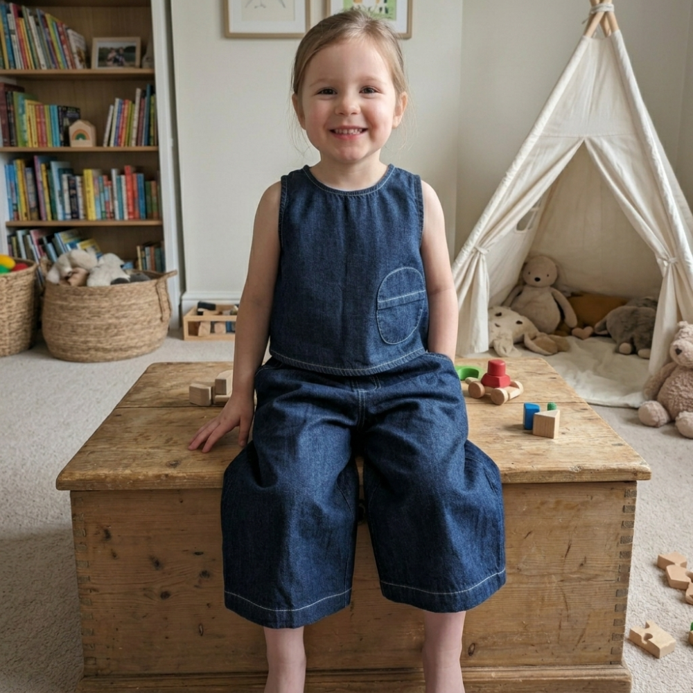 牛仔背心寬褲套裝-細節圖4