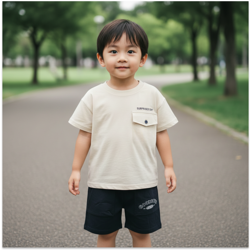 帶蓋鈕扣短袖上衣-細節圖3