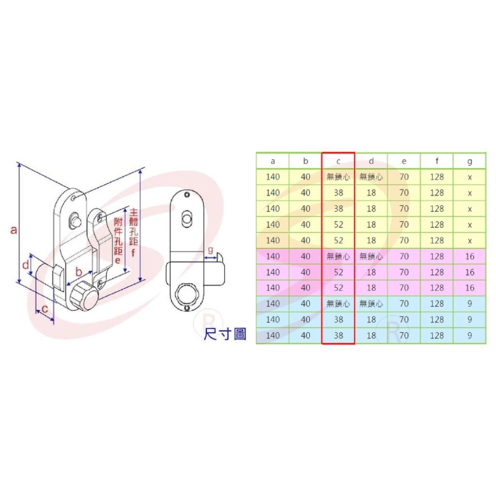 紗窗 紗門 鋁門窗 青葉牌 CHINYO 767 鎌錠鎖 鋁門鎖 鋁門鉤鎖 鎖心長度52mm 吊門鎖-細節圖2