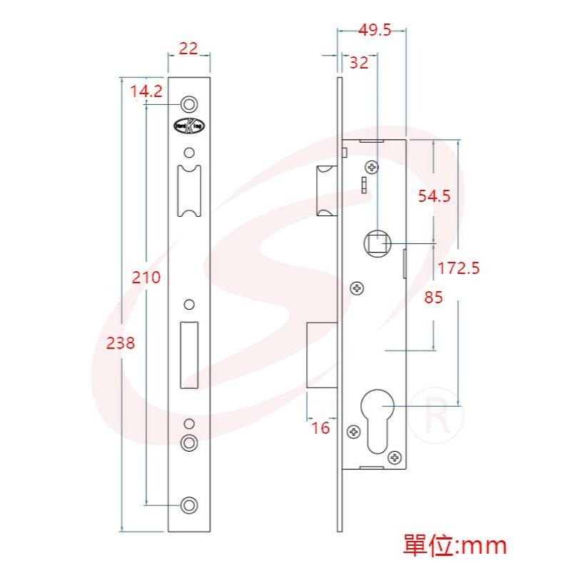 Hard King 三合一通風門鎖 房間鎖 連體鎖 二段式連體鎖 水平鎖 門鎖 匣式鎖 把手鎖 通道鎖 廚房鎖 廚房門鎖-細節圖3