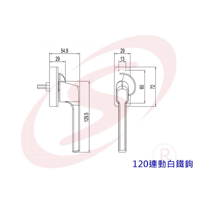120連動白鐵鉤 鋁門鉤 鋁窗鉤 氣密窗鉤 窗門鎖 落地窗鉤 錦鋐-細節圖4