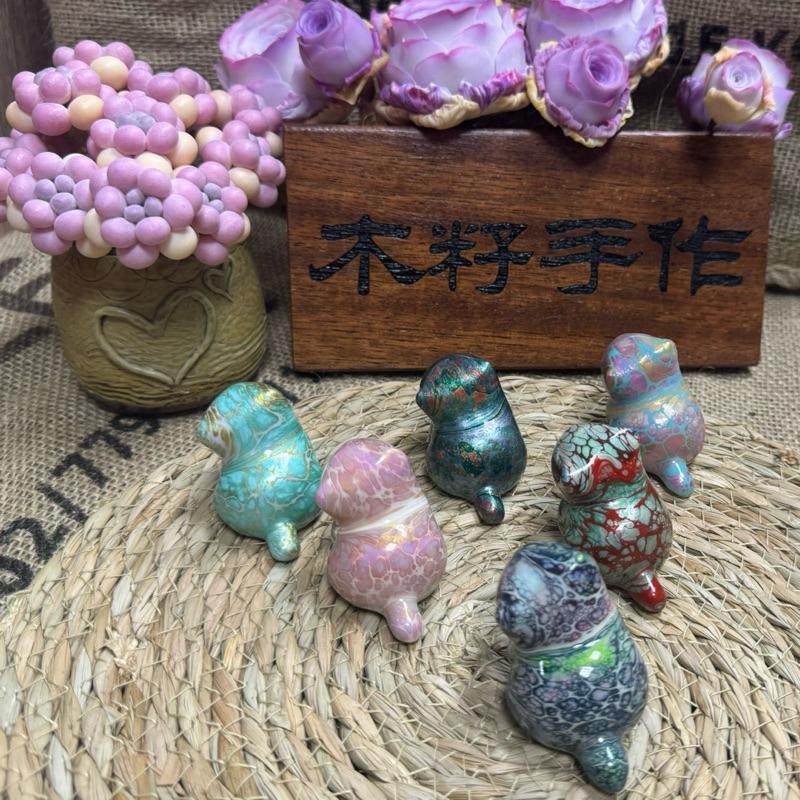 [木籽手作]托托5CM-B/貓咪擺件/木頭貓/彩繪貓/大漆貓/台灣現貨-細節圖3