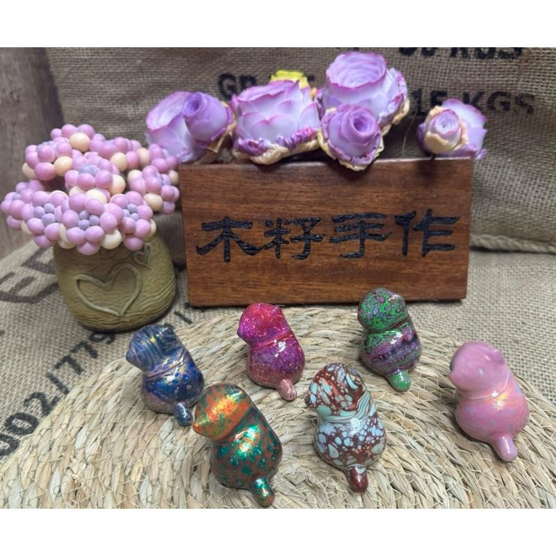 [木籽手作]托托5CM-B/貓咪擺件/木頭貓/彩繪貓/大漆貓/台灣現貨-細節圖4
