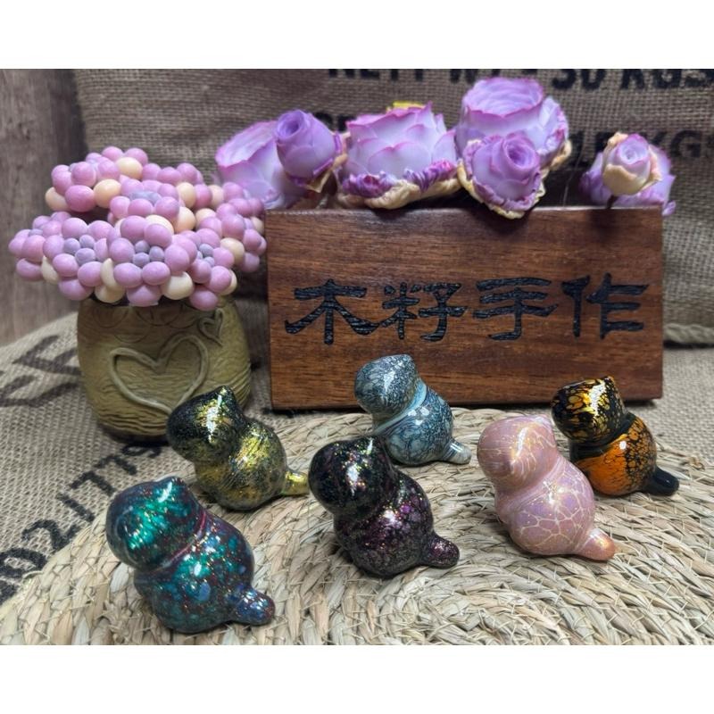 [木籽手作]托托5CM-A/流體貓/貓咪擺件/木頭貓/彩繪貓/大漆貓/台灣現貨-細節圖3