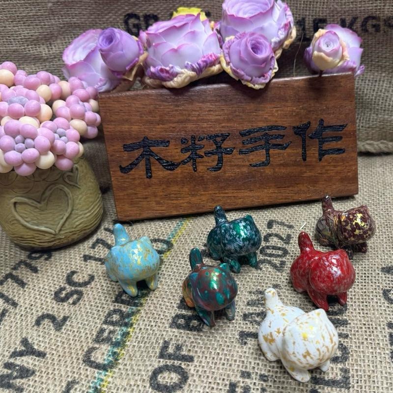 [木籽手作]噗噗5CM/流體貓/貓咪擺件/木頭貓/彩繪貓/大漆貓/台灣現貨-細節圖2