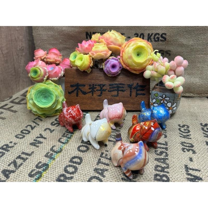 [木籽手作]噗噗7CM-B/流體貓/貓咪擺件/木頭貓/彩繪貓/大漆貓/台灣現貨-細節圖3
