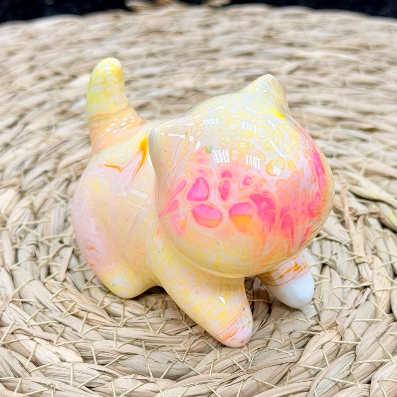 [木籽手作]噗噗7CM-B/流體貓/貓咪擺件/木頭貓/彩繪貓/大漆貓/台灣現貨-規格圖5