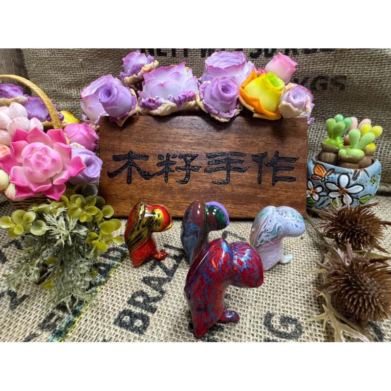 [木籽手作]拜月貓5CM/流體貓/貓咪擺件/木頭貓/彩繪貓/大漆貓/台灣現貨-細節圖2