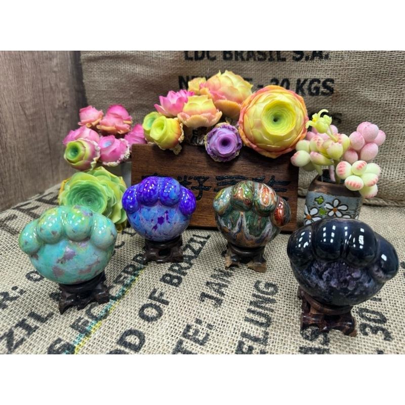 [木籽手作]貓爪7CM-B/流體貓/貓咪擺件/木頭貓/彩繪貓/大漆貓/台灣現貨-細節圖3