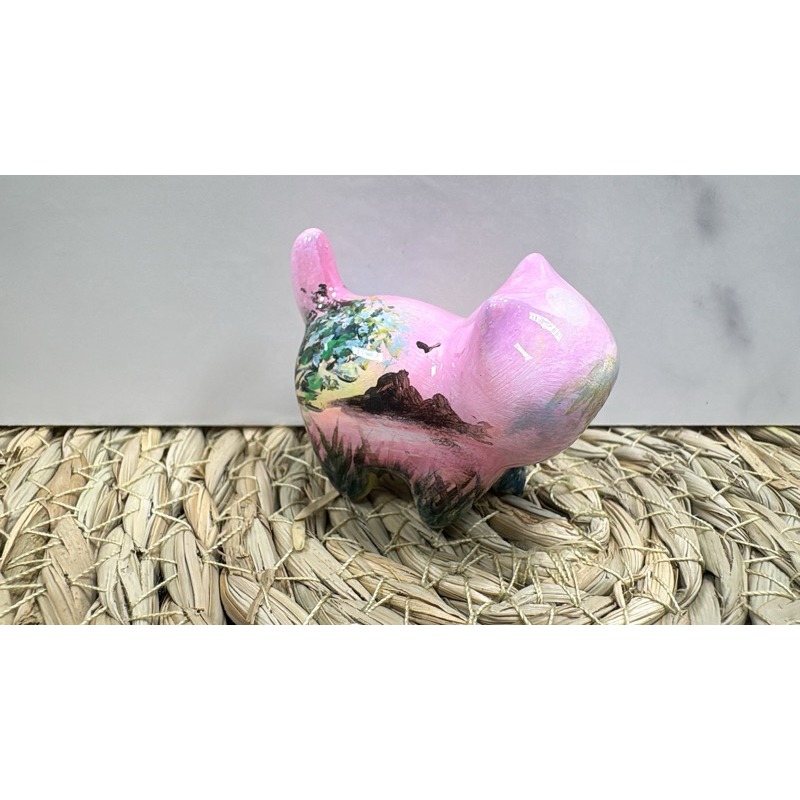 [木籽手作]貓先生手繪5CM/流體貓/貓咪擺件/木頭貓/彩繪貓/大漆貓)/台灣現貨-規格圖3