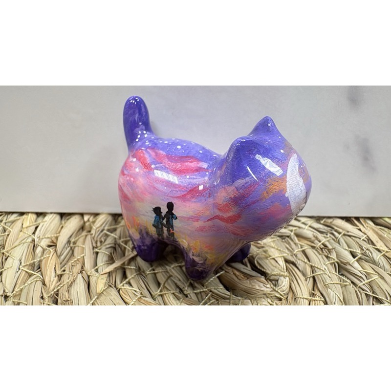 [木籽手作]貓先生手繪5CM/流體貓/貓咪擺件/木頭貓/彩繪貓/大漆貓)/台灣現貨-規格圖3