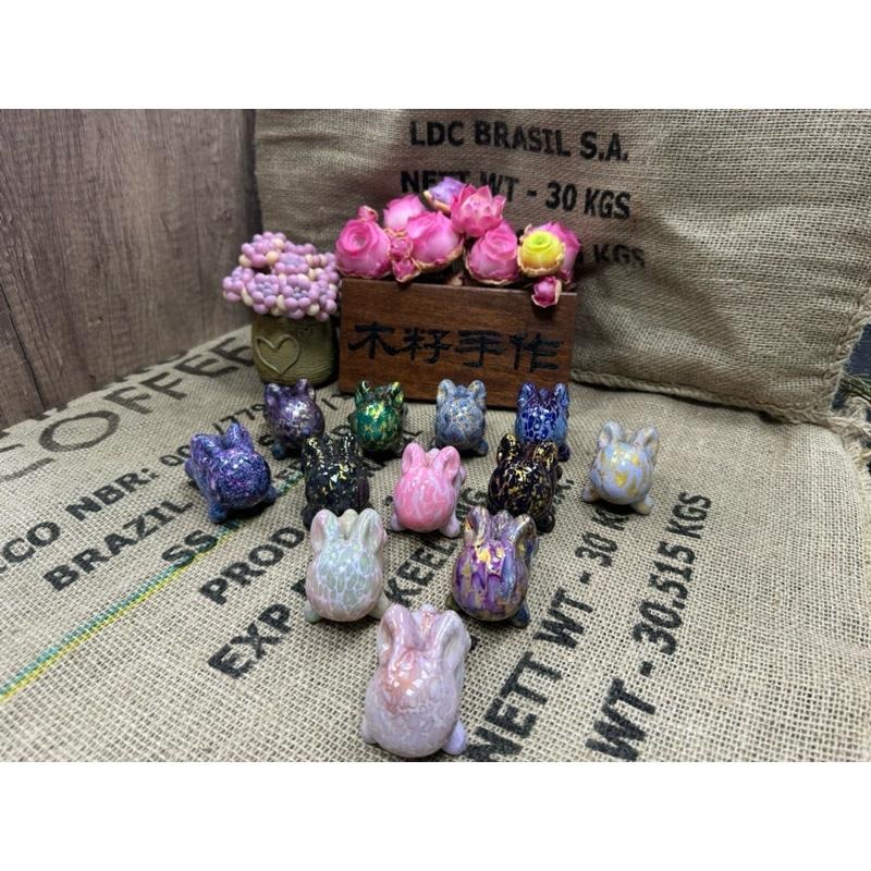 [木籽手作]大頭兔7CM-B/流體兔/兔擺件/兔貓/彩繪兔/大漆兔/台灣現貨-細節圖2