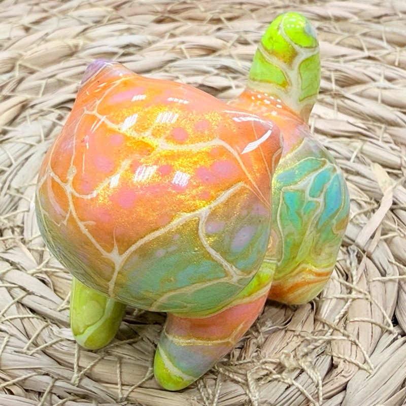 [木籽手作]噗噗5CM-A/流體貓/貓咪擺件/木頭貓/彩繪貓/大漆貓/台灣現貨-規格圖5