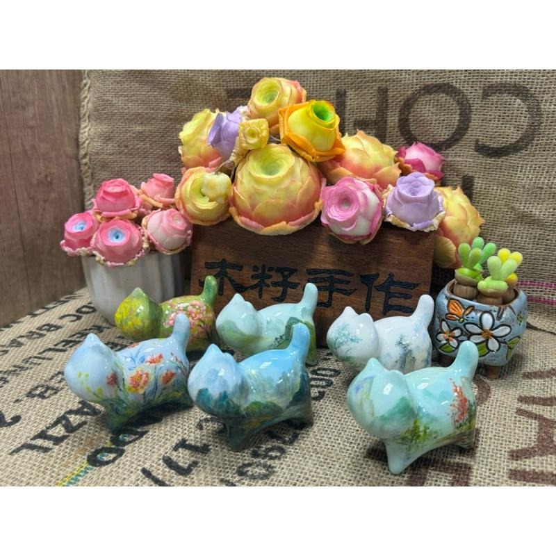 [木籽手作]貓先生手繪8CM/流體貓/貓咪擺件/木頭貓/彩繪貓/大漆貓/手繪貓/台灣現貨-細節圖4