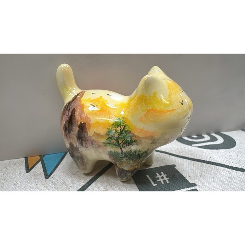 [木籽手作]貓先生手繪8CM/流體貓/貓咪擺件/木頭貓/彩繪貓/大漆貓/手繪貓/台灣現貨-規格圖5