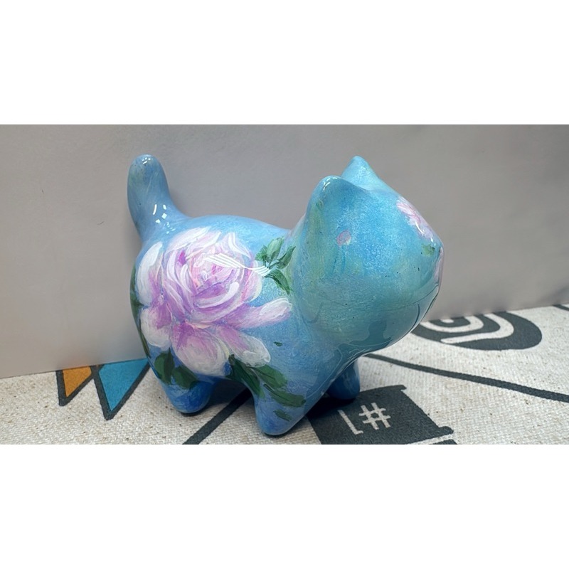 [木籽手作]貓先生手繪8CM/流體貓/貓咪擺件/木頭貓/彩繪貓/大漆貓/手繪貓/台灣現貨-規格圖5