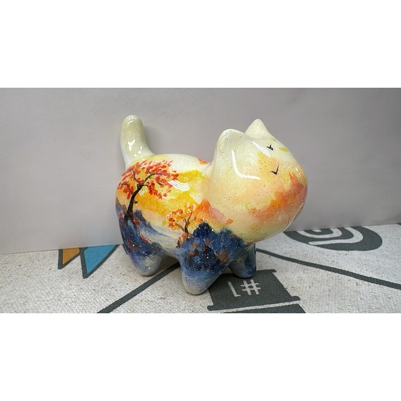 [木籽手作]貓先生手繪8CM/流體貓/貓咪擺件/木頭貓/彩繪貓/大漆貓/手繪貓/台灣現貨-規格圖5