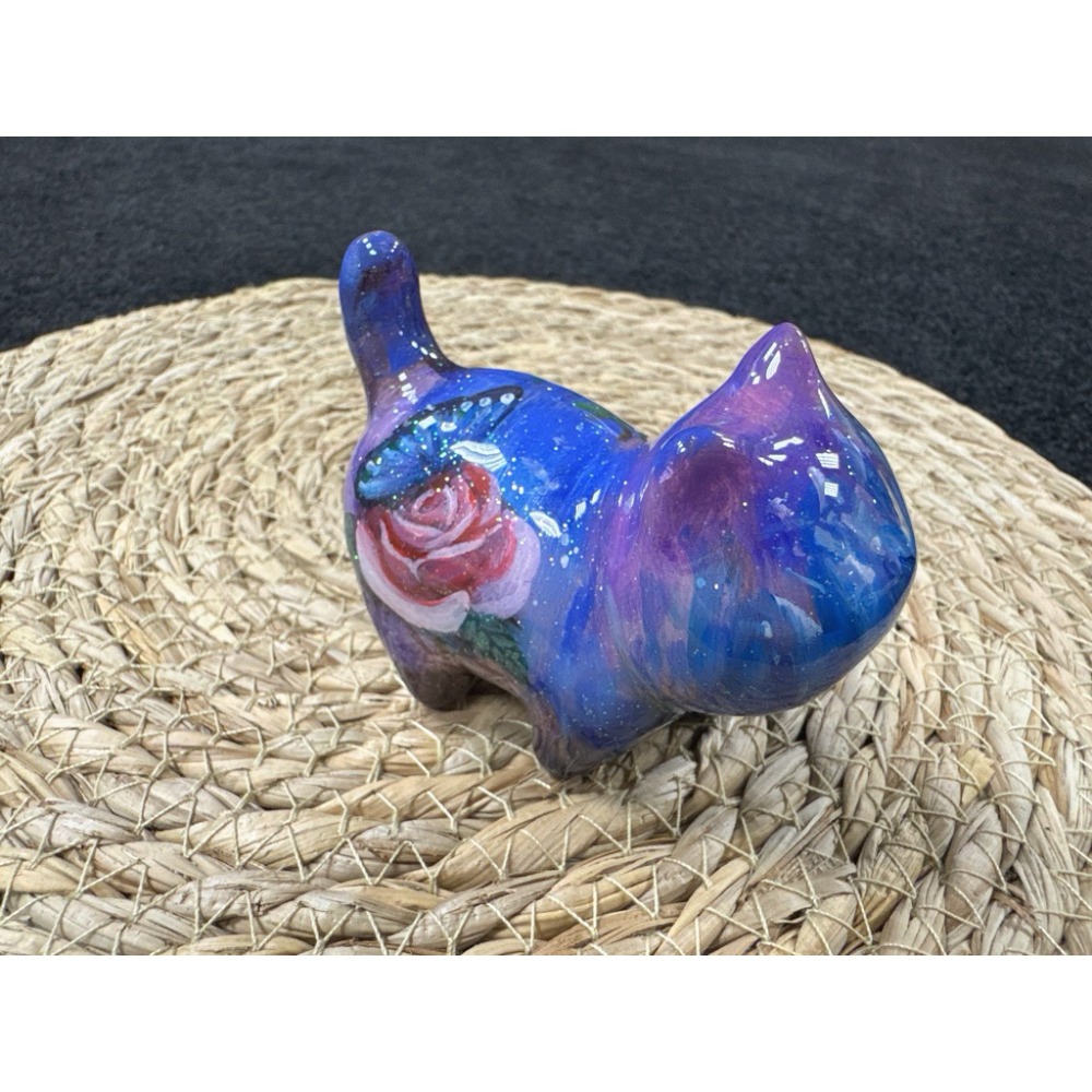 [木籽手作]貓先生手繪8CM/流體貓/貓咪擺件/木頭貓/彩繪貓/大漆貓/手繪貓/台灣現貨-規格圖5