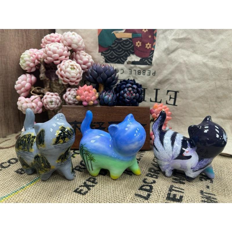 [木籽手作]貓小姐手繪13CM-A/流體貓/貓咪擺件/木頭貓/彩繪貓/大漆貓/台灣現貨-細節圖2