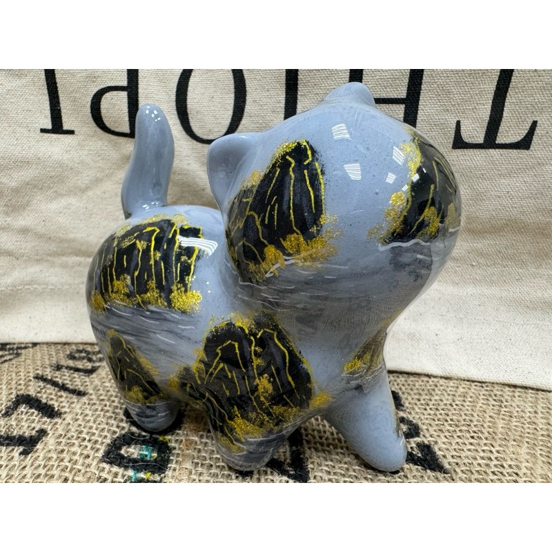[木籽手作]貓小姐手繪13CM-A/流體貓/貓咪擺件/木頭貓/彩繪貓/大漆貓/台灣現貨-規格圖3