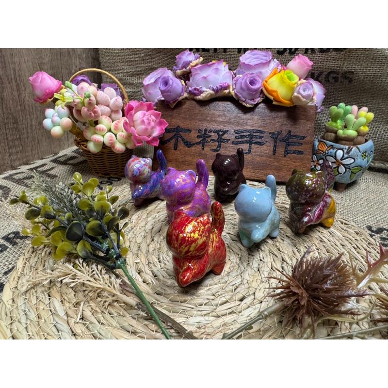 [木籽手作]抬手貓6CM-B/流體貓/貓咪擺件/木頭貓/彩繪貓/大漆貓/台灣現貨-細節圖5