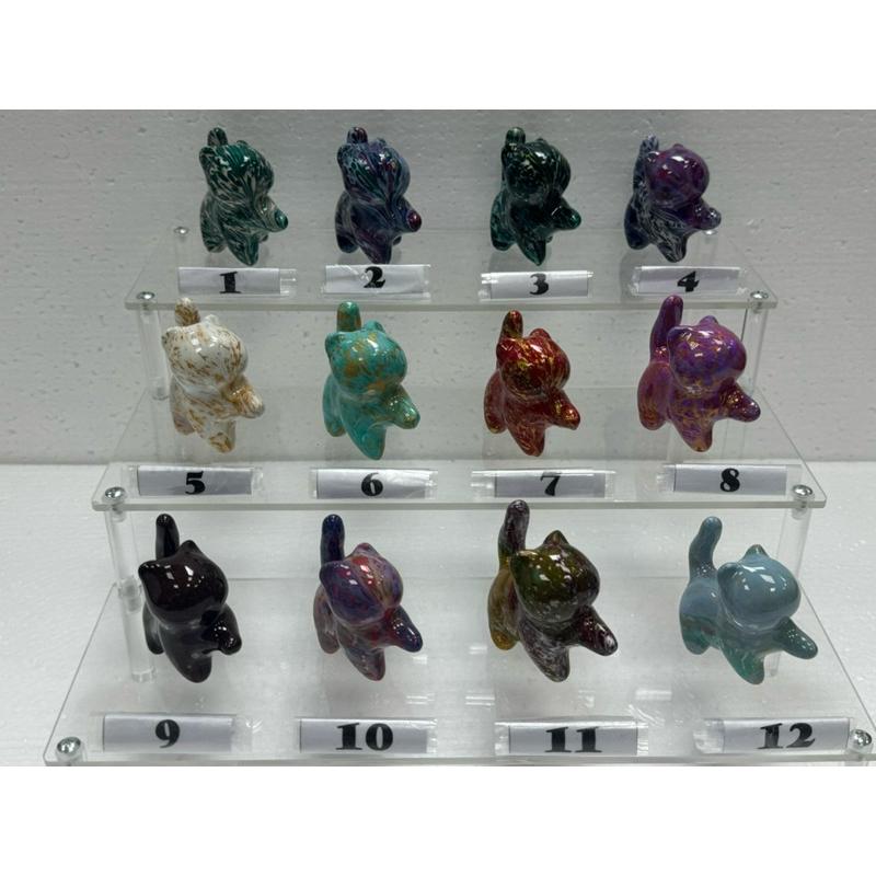 [木籽手作]抬手貓6CM-B/流體貓/貓咪擺件/木頭貓/彩繪貓/大漆貓/台灣現貨-細節圖6