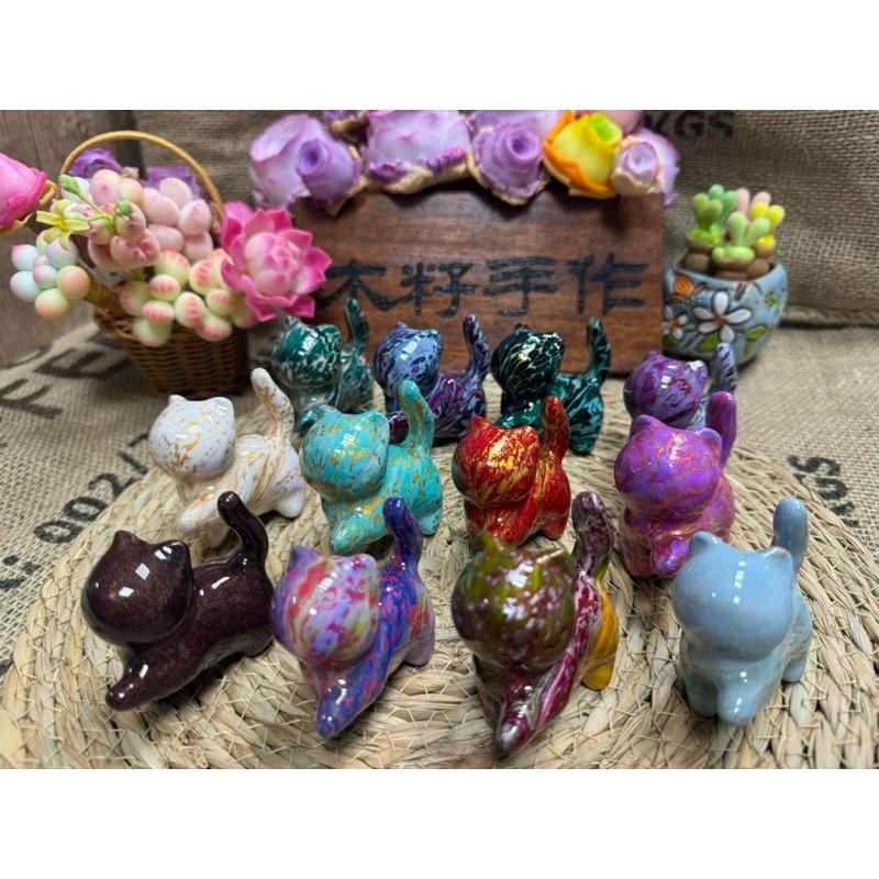 [木籽手作]抬手貓6CM-B/流體貓/貓咪擺件/木頭貓/彩繪貓/大漆貓/台灣現貨-細節圖8