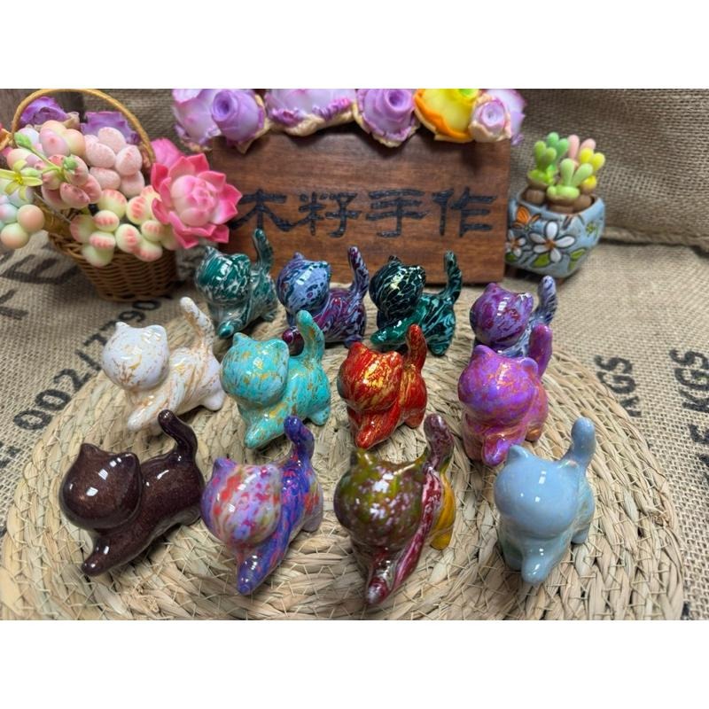[木籽手作]抬手貓6CM-B/流體貓/貓咪擺件/木頭貓/彩繪貓/大漆貓/台灣現貨-細節圖9