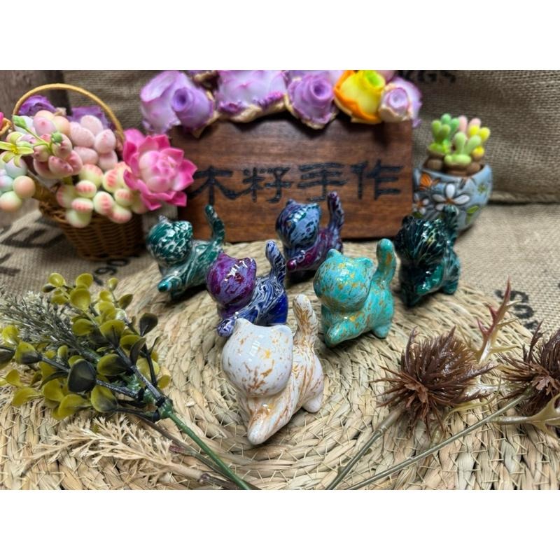 [木籽手作]抬手貓6CM-B/流體貓/貓咪擺件/木頭貓/彩繪貓/大漆貓/台灣現貨-細節圖10