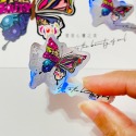 愛蝴蝶之美 普普藝術塗鴉彩虹雷射造型貼紙 車貼 行李貼 萬用貼-規格圖4