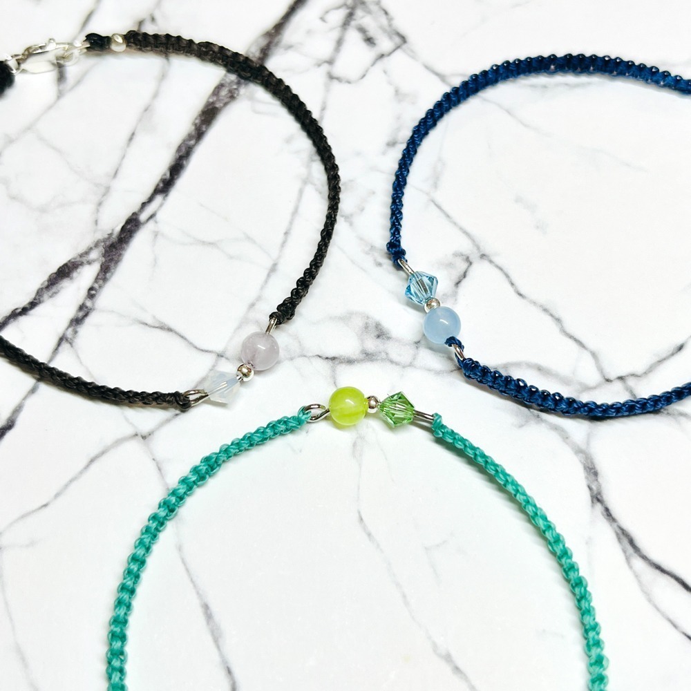 【客製化】925純銀 水晶編織幸福手鍊 法國奶奶系列 多色選 禮物-細節圖2